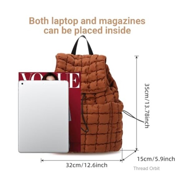 Lightweight Quilted Puffer Backpack Laptop Daypack Travel Hiking Gym main image 6